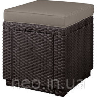 Пуф зі штучного ротангу Cube with cushion темно-коричневий