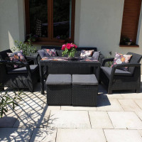 Комплект садових меблів Allibert by Keter Corfu Set Lyon Max with Puff