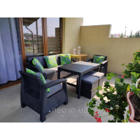 Комплект садових меблів Allibert by Keter Corfu Set Lyon Max with Puff