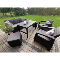 Комплект садових меблів Allibert by Keter Corfu Set Lyon Max with Puff