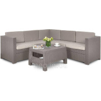 Набір пластикових садових меблів Keter Provence Set 227780 (кутовий диван + столик) капучіно