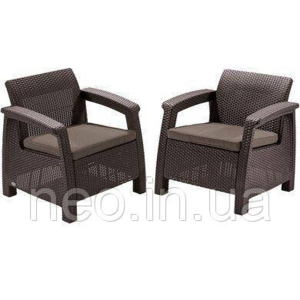 Комплект садових крісел Keter Corfu Duo Set 223194 коричневий