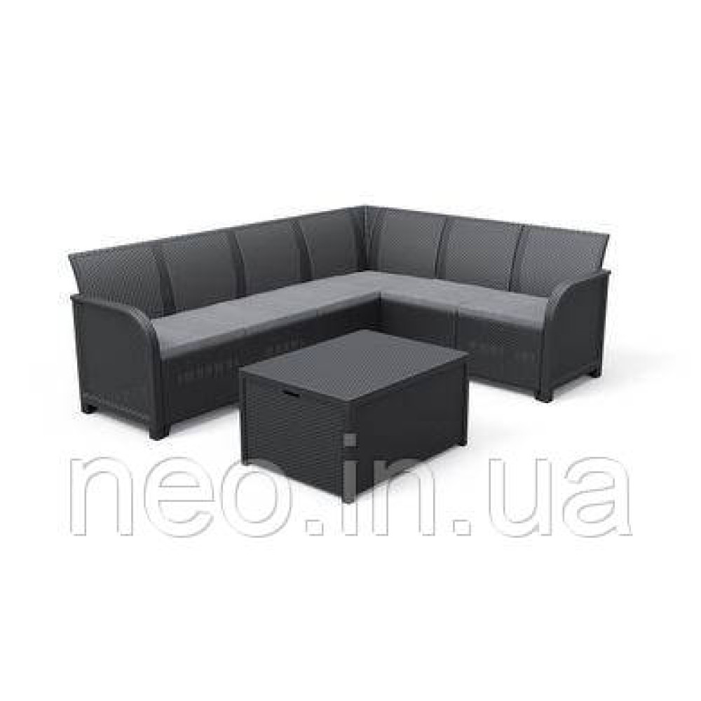 Набір пластикових садових меблів 249578 Rosalie 6 seater Corner графіт