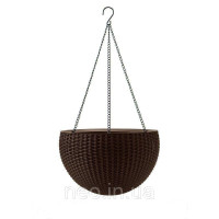 Підвісний квітковий горщик Rattan Style Hanging кашпо з ротанга 8,6 л.  коричневий