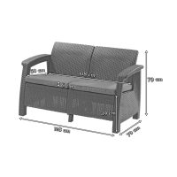 Диван садовий Keter Corfu Love Seat 223233 графіт Allibert