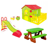 Дитячий ігровий будиночок Mochtoys+ столик + гірка