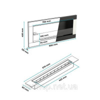 Біокамін TUZI Stalflex 900х400х125мм чорний LACOBEL-W, підвісний, врізний