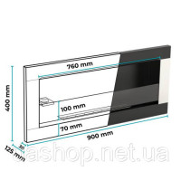 Біокамін TUZI Stalflex 900х400х125мм чорний LACOBEL-W, підвісний, врізний