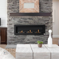 Біокамін зі склом 120 см 120х40 см 1200х400 Black Black Fireplace
