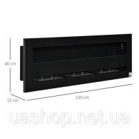 Біокамін зі склом 120 см 120х40 см 1200х400 Black Black Fireplace