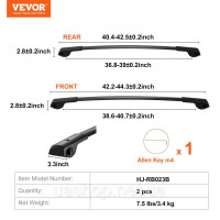 Vevor 310039 Поперечини багажника підходить для Subaru Forester 2014-2021 з піднятими бічними рейлінгами Алюмінієві поперечини
