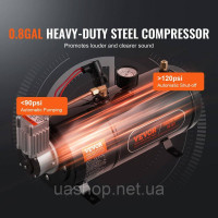 Vevor 310089 Комплект гудків для поїздів, 4-х трубний комплект повітряних гудків, 150 дБ для пікапів, повітряний компресор 12 В