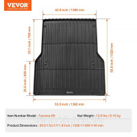 Vevor 310116 Килимок для ліжка Toyota Tacoma (2005-2023) TPE протектор кузова чорний Vevor 310116 Килимок для ліжка Toyota Tacoma (2005-2023) TPE протектор кузова чорний