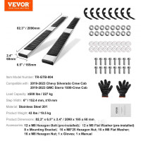 Vevor 310127 Підніжки, 6-дюймові підніжки, сумісні з 2019-2023 Chevy Silverado/GMC Sierra 1500/2020-2024 Silverado/Sierra