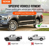 Vevor 310128 6-дюймові підніжки Сумісні з 2015-2023 Ford F150 Crew Cab / 2017-2023 Ford F-250 F-350 Super Duty Crew Cab, 201 бічні