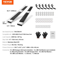 Vevor 310128 6-дюймові підніжки Сумісні з 2015-2023 Ford F150 Crew Cab / 2017-2023 Ford F-250 F-350 Super Duty Crew Cab, 201 бічні