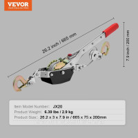 Vevor 310166 Ручний важіль Тросовий підйомник Ручна тросова лебідка Ланцюгова лебідка Підйомний шків 2T