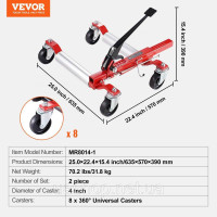 Vevor 310190 2 х колісний візок Позиціонування транспортного засобу Шина Домкрат Автомобільний домкрат 680 кг Поворотний Vevor 310190 2 х колісний візок Позиціонування транспортного засобу Шина Домкрат Автомобільний домкрат 680 кг Поворотний