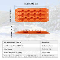 Vevor 310215 Упаковка з 2 тягових дощок Traction Tape PP Грязь Сніг Пісок Короткий оранжевий Vevor 310215 Упаковка з 2 тягових дощок Traction Tape PP Грязь Сніг Пісок Короткий оранжевий