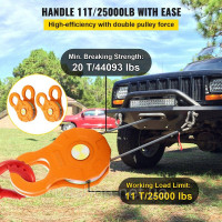 Vevor 310217 блок наконечників 11T/11,3 кг граничне робоче навантаження міцний шків лебідки для 14 мм синтетичного троса або
