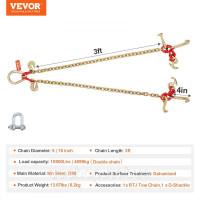 Vevor 310241 8mmx90cm G80 буксирний ланцюг J & T гачок V ланцюг сталевий транспортний ланцюг 4898 кг Vevor 310241 8mmx90cm G80 буксирний ланцюг J & T гачок V ланцюг сталевий транспортний ланцюг 4898 кг