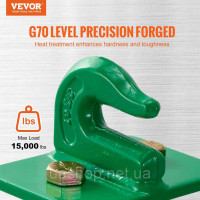 Vevor 310258 Гак 9,52 мм Сталевий грейферний гак клас 70 6803,88 кг Vevor 310258 Гак 9,52 мм Сталевий грейферний гак клас 70 6803,88 кг