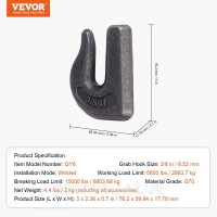 Vevor 310261 6x гаки для ковша трактора 7,93 мм, гаки зі сталі марки 70 6803,88 кг Vevor 310261 6x гаки для ковша трактора 7,93 мм, гаки зі сталі марки 70 6803,88 кг
