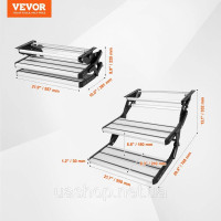 Vevor 310321 Сходинки для автофургонів, 2-ступінчасті висувні сходи для автофургонів, складні, вантажопідйомність 200 кг, сходинки