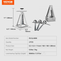 Vevor 310338 Домкрат, 4-елементний, штабелювальний, домкрат 2,72 т, опора для автодома, домкрат для причепа, опори для
