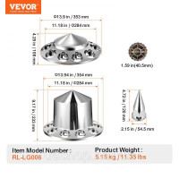 Vevor 310371 Комплект кришки задньої та передньої осі ABS кришки гайки колеса 6 шт.