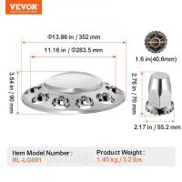 Vevor 310372 Кришка передньої осі ABS Інструмент для кришки гайки колеса
