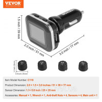 Vevor 310415 Система контролю тиску в шинах для автофургонів, датчик тиску в шинах для причепів 7,3–87 psi, універсальна