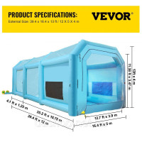 Vevor 310443 Paint Booth DIY Фарба спрей Фарба Захисний Намет 10,75x3,9x3,47 м Синій