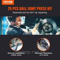 Vevor 310490 25pcs Опорний шарнір знімач кульових шарнірів Набір знімачів кульових шарнірів, 520 x 430 x 90 мм Універсальний набір