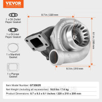 Vevor 310521 Набір прокладок для турбокомпресора 2,5-6 л, турбо, 800-1000°C, литий сплав Vevor 310521 Набір прокладок для турбокомпресора 2,5-6 л, турбо, 800-1000°C, литий сплав