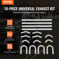 Vevor 310524 Витяжний комплект DIY універсальний 16 шт. Вихлопна труба комплект вихлопна система 50.8мм Vevor 310524 Витяжний комплект DIY універсальний 16 шт. Вихлопна труба комплект вихлопна система 50.8мм