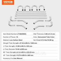Vevor 310524 Витяжний комплект DIY універсальний 16 шт. Вихлопна труба комплект вихлопна система 50.8мм Vevor 310524 Витяжний комплект DIY універсальний 16 шт. Вихлопна труба комплект вихлопна система 50.8мм