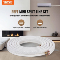 Vevor 311135 Mini Split Line Set 7620 мм мідна трубка З’єднувальний кабель змінного струму 6,4x12,7 мм