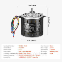 Vevor 310562 1/2 HP Двигун повітродувки 2,6 A 1300/1100/800 об/хв 3-канальний 15 мкФ/450 В конденсатор