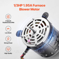 Vevor 310563 Двигун повітродувки 1/3HP 1.95A 750/9501250об/хв 3-швидкісний конденсатор 15мкФ/450В