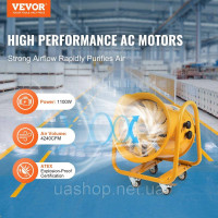 Vevor 311155 Будівельний вентилятор 1100 Вт двигун змінного струму будівельний вентилятор 2850 об/хв вентилятор будівельний Vevor 311155 Будівельний вентилятор 1100 Вт двигун змінного струму будівельний вентилятор 2850 об/хв вентилятор будівельний