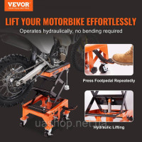 Vevor 310605 Гідравлічний підйомник для мотоциклів 200 кг Вантажопідйомник для мотоциклів Підйомник для мотоциклів Монтажний