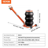 Vevor 310623 Pneumatic Car Jack Air Jack 3t Triple Bag SUV Pickup Portable Black