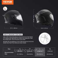 Vevor 310669 Мотоциклетний шолом, повнолицьовий шолом, шолом Smart Street з ABS-пластику та високої щільності з Bluetooth-слотом
