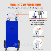 Vevor 310705 Бак для зберігання палива Fuel Caddy 30 галонів 4 колеса з ручним насосом, синій Vevor 310705 Бак для зберігання палива Fuel Caddy 30 галонів 4 колеса з ручним насосом, синій