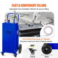 Vevor 310705 Бак для зберігання палива Fuel Caddy 30 галонів 4 колеса з ручним насосом, синій Vevor 310705 Бак для зберігання палива Fuel Caddy 30 галонів 4 колеса з ручним насосом, синій