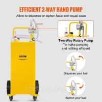 Vevor 310706 Бак для зберігання палива Fuel Caddy 30 галонів 4 колеса з ручним насосом, жовтий