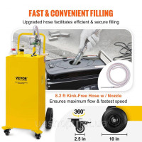 Vevor 310706 Бак для зберігання палива Fuel Caddy 30 галонів 4 колеса з ручним насосом, жовтий