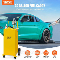 Vevor 310706 Бак для зберігання палива Fuel Caddy 30 галонів 4 колеса з ручним насосом, жовтий