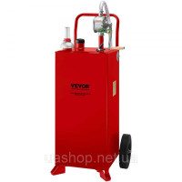 Vevor 310708 Бак для зберігання палива Fuel Caddy 30 галонів 2 колеса з ручним насосом, червоний